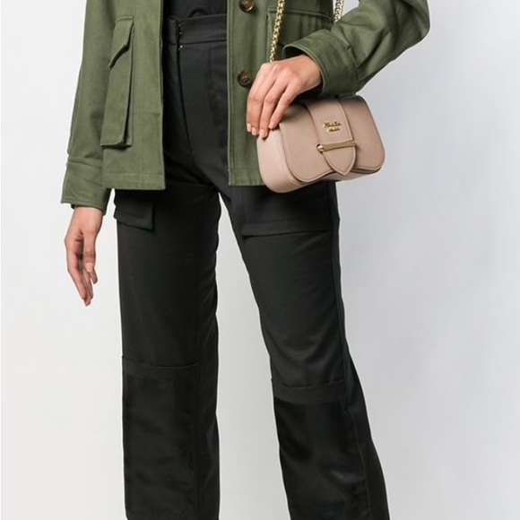 PRADA SIDONIE HANDBAG RARE FIND NUDE LEATHER - Picture 5 of 6